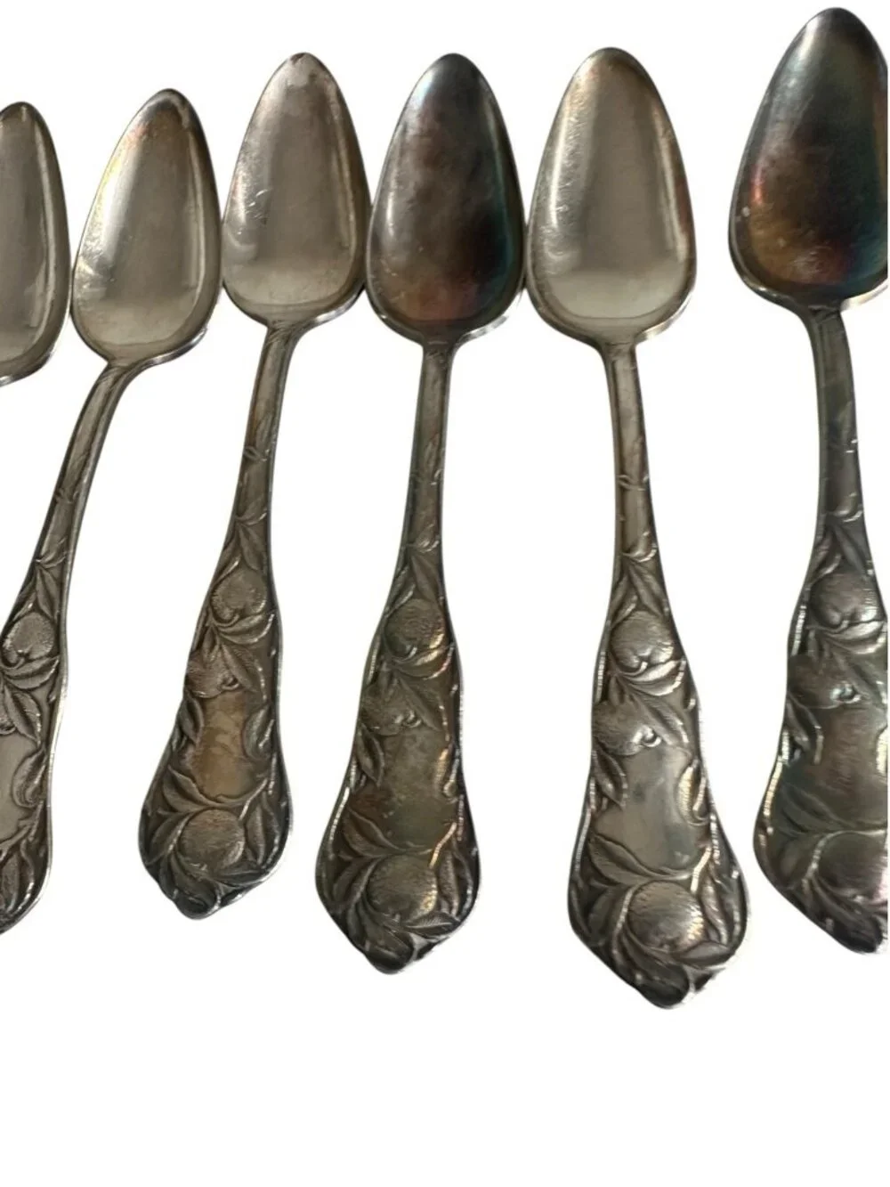 Antique 1910 Rogers & Son AA Sunkist Pattern Set Of 6 Spoons Silverplate